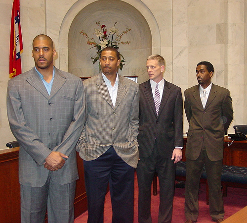 Corliss, Scotty, John Enskov and Reggie at State Senate Celebration of 1994 Hogs